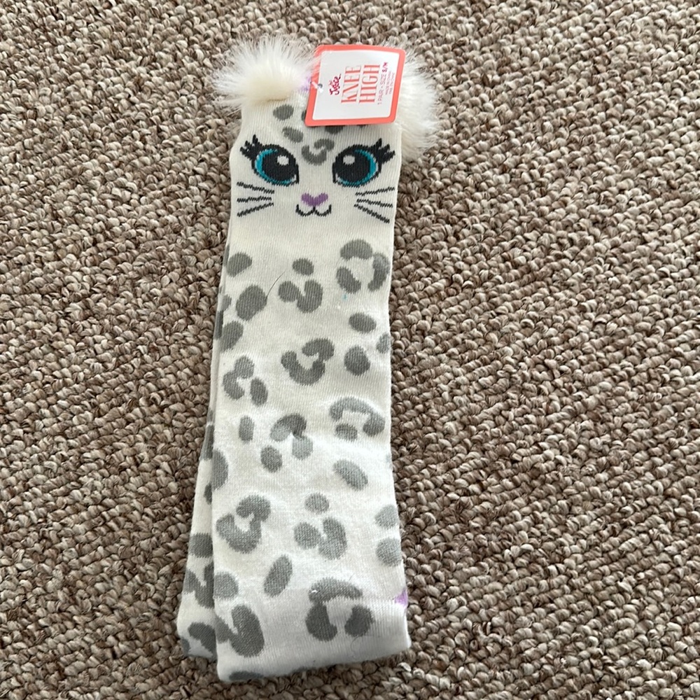 Justice knee high leopard cat socks